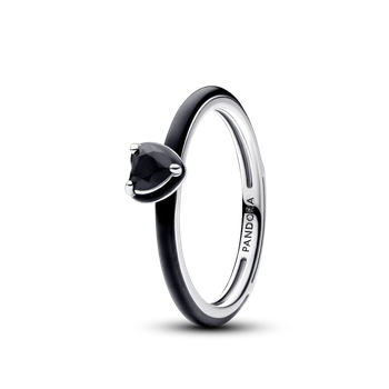 Серебряное кольцо Pandora Me Черное сердце 193088C01 56.