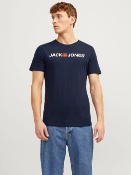 Футболка бавовняна довга чоловіча Jack & Jones 12137126-62038 L Navy Blazer (5713733024216)