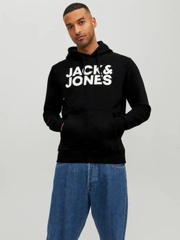 Худі чоловіче Jack & Jones 12152840 L Чорне (5714487234845)