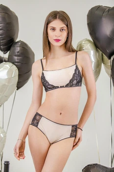 Комплект женский кружевной топ и трусики-слипы Felisiya Lingerie Черный с бежевым 2009+277-1294ф170 L