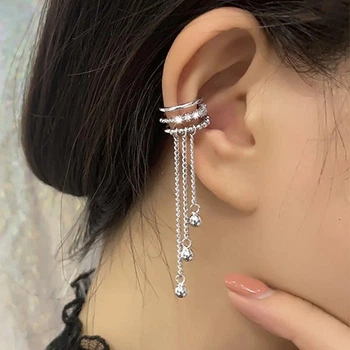 Бижутерия серьги-клипсы-каффы из медицинской стали K-pop 041-1 Silver 458
