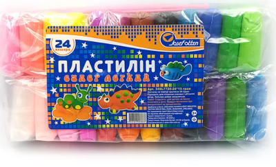 Пластилин супер легкий 24цв.х15гр. +стеки 34SL7720-24 J.Otten