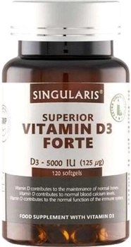 Вітамін D3 Singularis Forte 5000 IU 120 капсул (5350663900830)