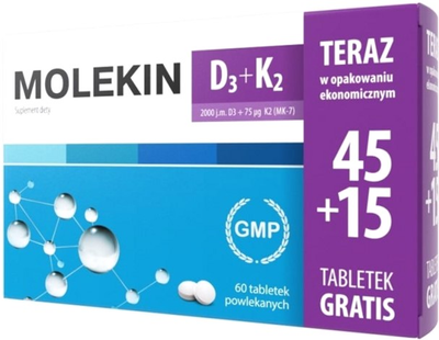 Вітамінний комплекс NP Pharma Molekin D3+K2 60 таблеток (5906204018962)