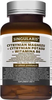Kompleks witamin i minerałów Singularis Cytrynian Magnezu + Cytrynian Potasu + Witamina B6 60 tabs (5907796631102)