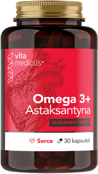 Kwasy tłuszczowe VitaMedicus Omega 3 + Astaxanthin Heart 30 caps (5905279312289)