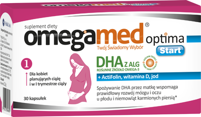 Suplement diety Omegamed Optima Start DHA Algae Folic acid Iodine Vitamin D 30 caps (5901785304602)