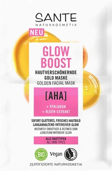 Маска для обличчя Sante Glow Boost Золота з АНА та гіалуроновою кислотами 4 мл х 2 шт (4055297219006)