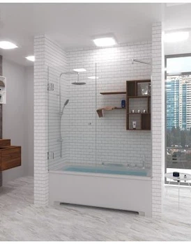Шторка на ванну Atlantis Glass MENTAL GOLD 1800х1400 мм Прозора Універсальна з золотою фурнітурою
