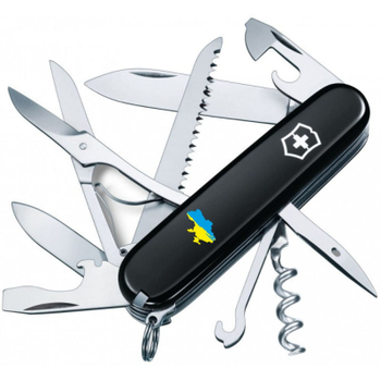 Нож Victorinox Huntsman Ukraine Black "Карта України Жовто-Блакитна" (1.3713.3_T1166u)