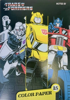 Папір кольоровий, А4, 15 аркушів, 15 кольорів TRANSFORMERS