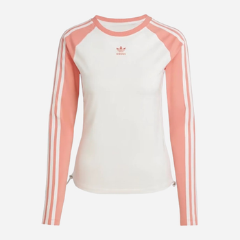 Longsleeve długi damski Adidas Slim Fit IY0781 L Biały/Różowy (4067889537481)