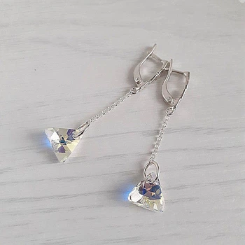 Сережки-ланцюжки Hand Made з кристалами хамелеонами Swarovski