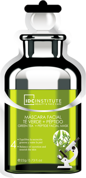 Tkaninowa maska do twarzy IDC Institute Green Tea + Peptide Facial Mask 22 g (8436025309033)