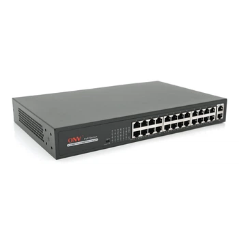 24-портовый PoE гигабитный свитч ONV-H1024PLS 24 PoE 100Мбит + 2 uplink 1000Мбит до 250м 200Вт