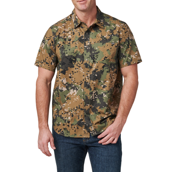 Сорочка тактична 5.11 Tactical Wyatt Print Short Sleeve Shirt Sage Green Canopy Camo M (71231-1095)