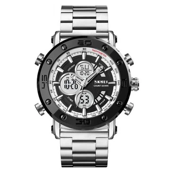 Годинник наручний з підсвічуванням Skmei 1636SIWT 3 ATM 49 мм Silver/Black