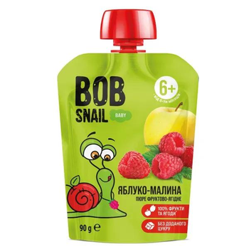 Пюре фруктове Яблуко-Малина 90 г Равлик Боб Bob Snail