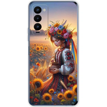 Силіконовий Чохол з Картинкою для Tecno Camon 18 Принт (Патріотичний, Дівчина Українка) (44215-ysm005)