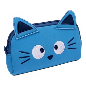 Пенал шкільний для дівчинки Yes Cats "Котик" 20х10х4 см 1 відділення на блискавці тканевий синій TO-01 (533260)
