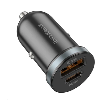 Автомобільний зарядний пристрій BOROFONE BZ22 Scenery dual port PD30W+QC3.0 car charger Black 6941991105180