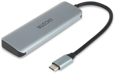 USB-hub Dicota 4w1 2 x USB-Type-A + HDMI + USB-Type-C Silver (7640239421387)