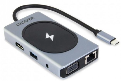 USB-хаб Dicota 10в1 3 x USB-Type-A + HDMI + USB-Type-C +  RJ-45 Silver (7640239421363)