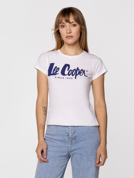 Футболка бавовняна жіноча Lee Cooper LOGAN3-3030 XL Білий/Темно-синій (5904347389024)