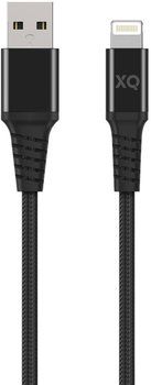 Kabel Xqisit Nylon Braided USB Type-A - Lightning 2 m Black (4029948221885)