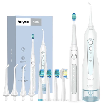 Набор ирригатор Fairywill F5020E White + электрическая зубная щетка Fairywill D7