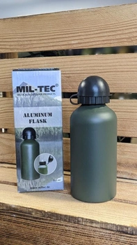 Фляга - пляшка тактична Mil-Tec Алюмінієва 500мл Олива FLASCHE ALU OLIV 500ML (14535010-500)
