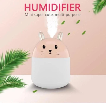 Міні-зволожувач повітря Air Purifier нічник в 2 в 1 котик рожевий
