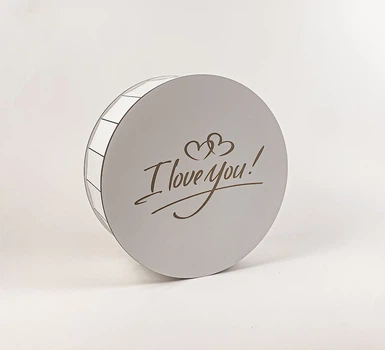 Коробка "I love you" з гравіювання кругла біла велика