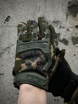 Плотные перчатки M-Pact с защитными накладками из ABS-пластика и антискользящими ладонями зеленый мультикам