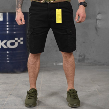 Мужские шорты Loshan коттон с лямками под ремень черные размер L