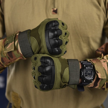 Безпалі рукавиці із захисними накладками Outdoor Tactics олива розмір M