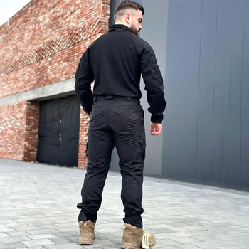 Легкие Мужские Брюки с усиленными коленями черные размер XL