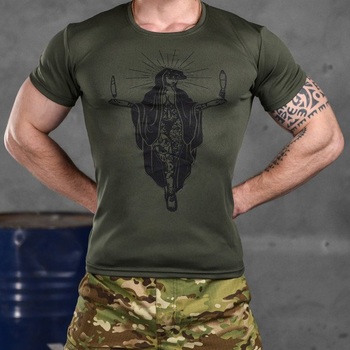 Потовідвідна чоловіча футболка Odin Coolmax з принтом Maria олива розмір XL