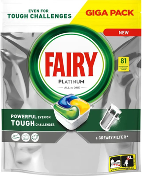 Капсули для посудомийних машин Fairy Platinum Лимон 81 шт (8700216236935)