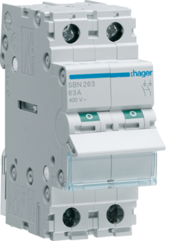 Вимикач навантаження Hager 2-полюсний 63 А 400 В (B) (SBN263)