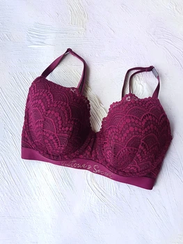 Бюстгальтер женский с кружевом Victoria's Secret Темно-сиреневый А-323 32DD/70E