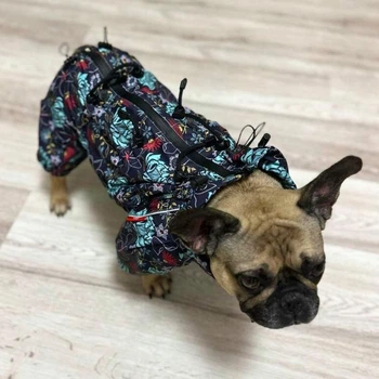 Одежда для собак дождевик "FLOR" SKU 004547. Размер М. Your Stylish Hunter. Водостойкая одежда для французского бульдога, мопса, и др. С закрытым животом.