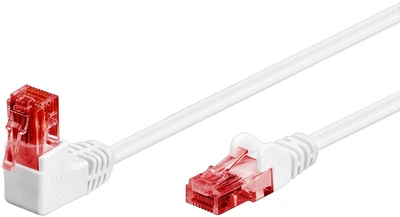 Патч-корд Goobay RJ45 UTP6 0.25m patch AWG25 1x90° D=5.9mm PoE+ білий(75.05.1520)