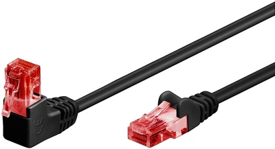 Патч-корд Goobay RJ45 UTP6 0.5m patch AWG25 1x90° D=5.9mm PoE+ чорний(75.05.1514)