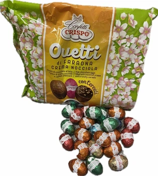 Шоколадні яйця з шоколадно-горіховим кремом і злаками Ovetti 850 гр
