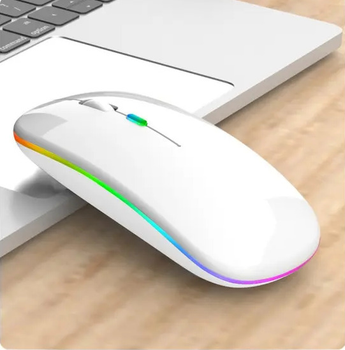 Мишка безпровідна Apple style Mirror white 2.4 + bluetooth вбудований акумулятор
