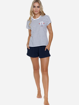 Піжама (футболка + шорти) жіноча бавовняна Doctor Nap PM.5350 M Білий/Темно-синій (5902701192037)