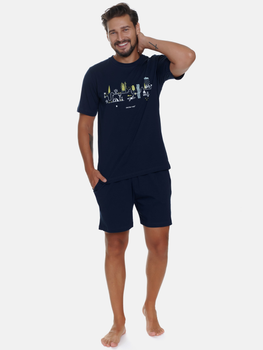 Піжама (футболка + шорти) чоловіча бавовняна Doctor Nap PMB.5355 XL Темно-синя (5902701192341)