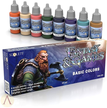 Zestaw farb akrylowych Scale 75 Fantasy & Games Paint Basic Colors 8 x 17 ml (8435635304407)