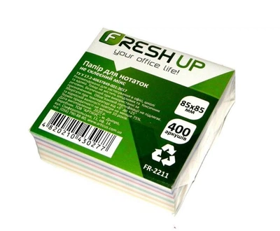 Блок паперу для нотаток Fresh Up 85х85мм, 400 листів, не склеєний, мікс кольорів, FR-2211